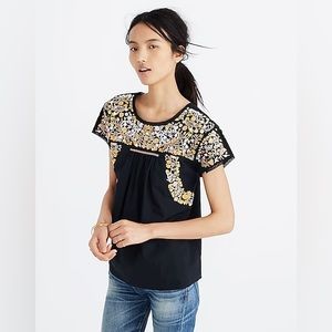 Embroidered Springtime Top in True Black